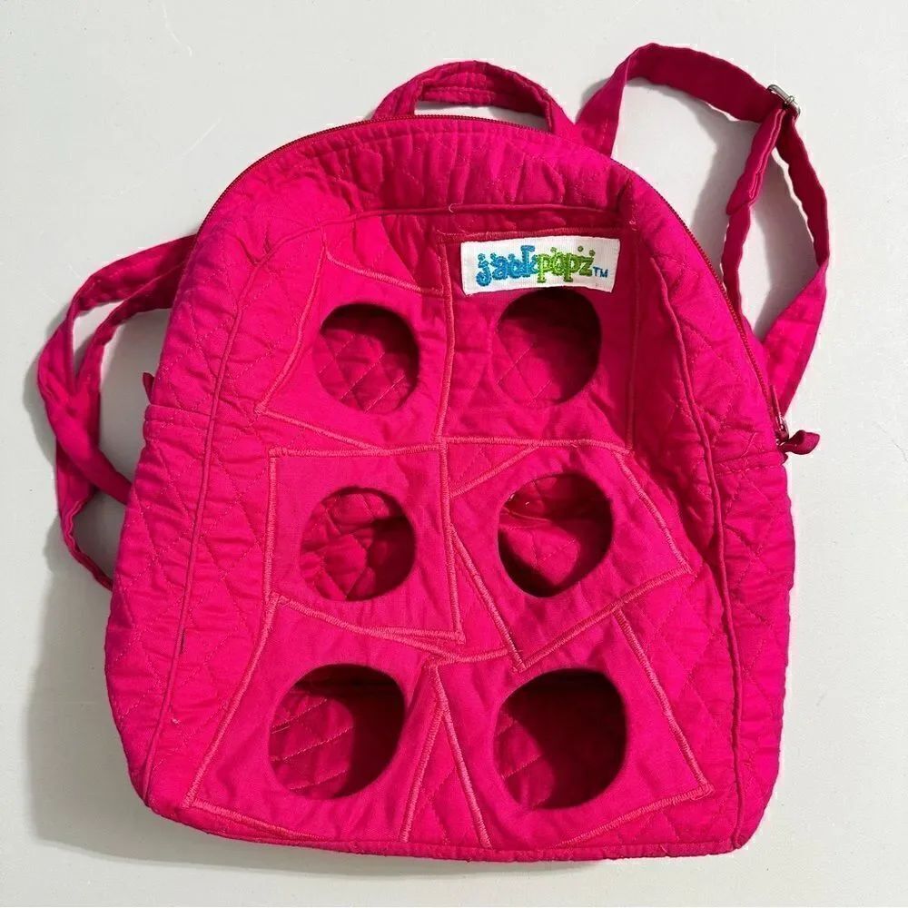Jack Popz The Jack Pink Geo Webkins Pet Quilted Backpack- EUC